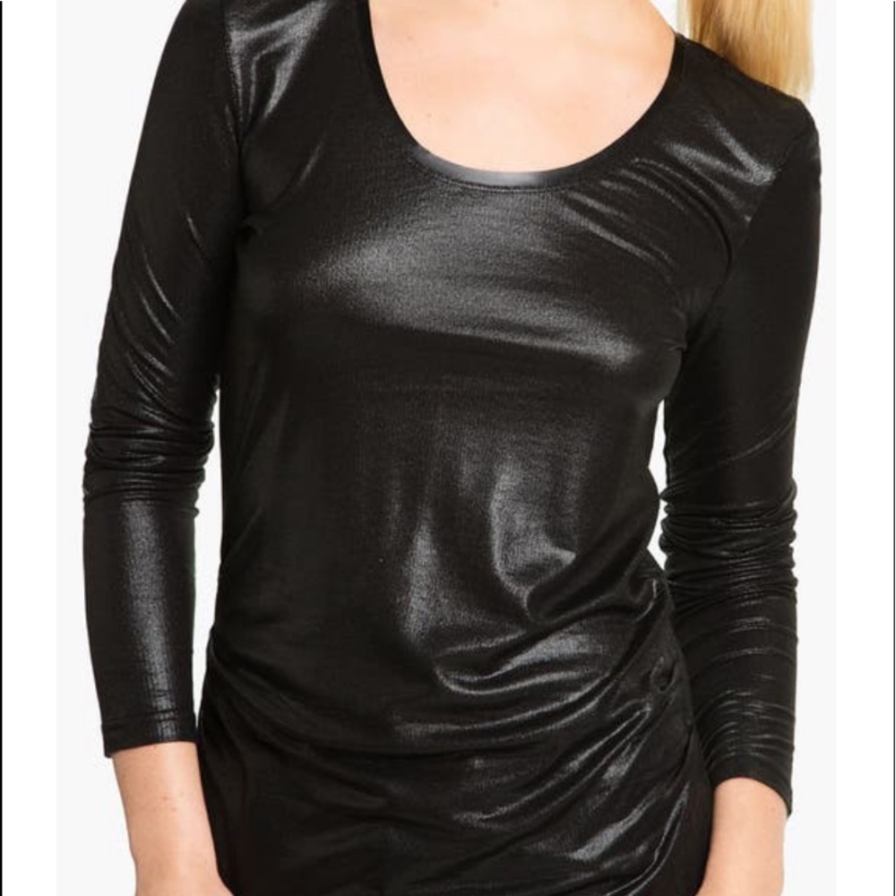 Trouvé “liquid” metallic long sleeve top